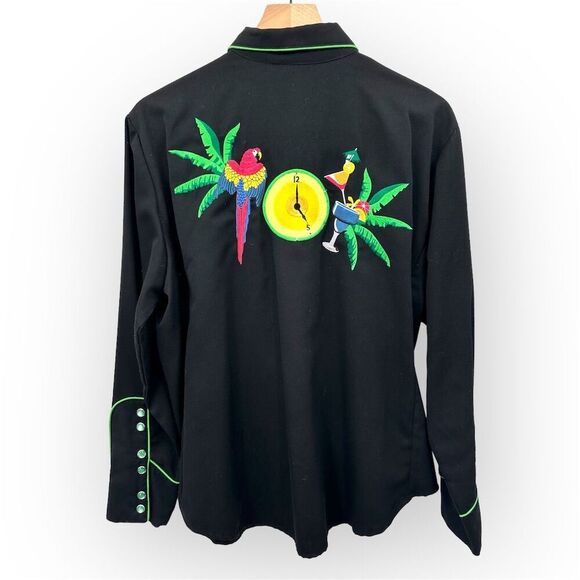 Vintage Scully XL Western Shirt Long Sleeve Embroidered Snap Button-up - Picture 3 of 7